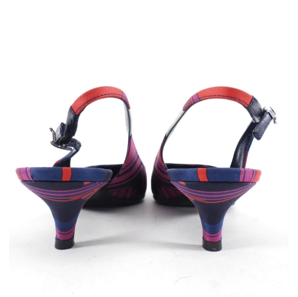Hermes Silk Pattern Slingback Heels - 8.5 - Picture 3 of 4